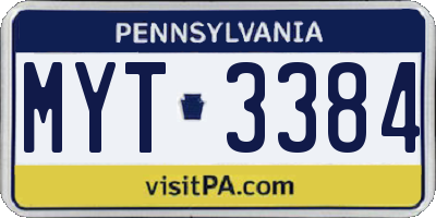 PA license plate MYT3384