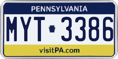 PA license plate MYT3386