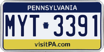 PA license plate MYT3391