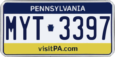 PA license plate MYT3397