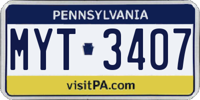 PA license plate MYT3407