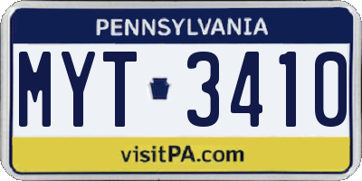 PA license plate MYT3410