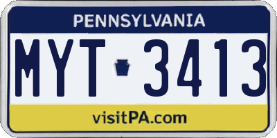 PA license plate MYT3413