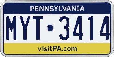 PA license plate MYT3414