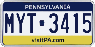 PA license plate MYT3415