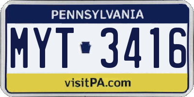 PA license plate MYT3416