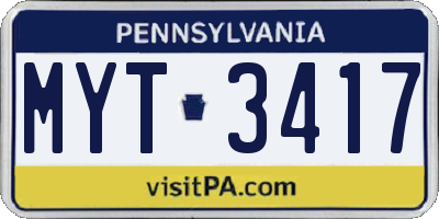 PA license plate MYT3417