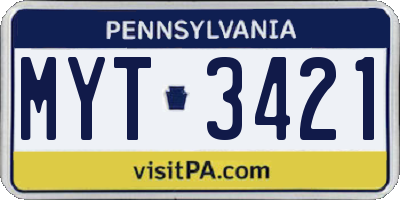 PA license plate MYT3421