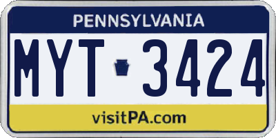 PA license plate MYT3424