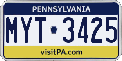PA license plate MYT3425