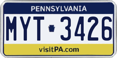 PA license plate MYT3426