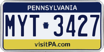 PA license plate MYT3427