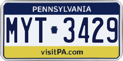 PA license plate MYT3429