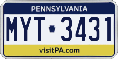 PA license plate MYT3431