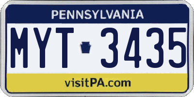 PA license plate MYT3435