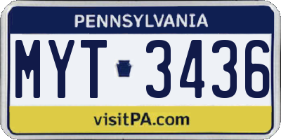 PA license plate MYT3436