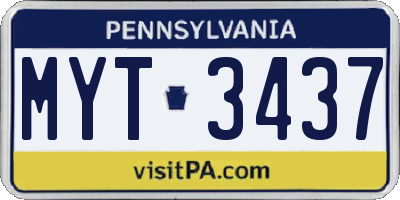 PA license plate MYT3437