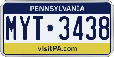 PA license plate MYT3438