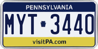 PA license plate MYT3440
