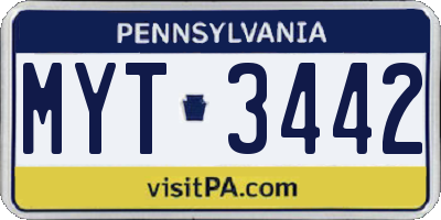 PA license plate MYT3442