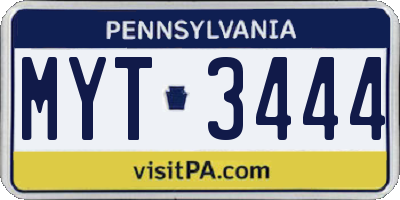PA license plate MYT3444