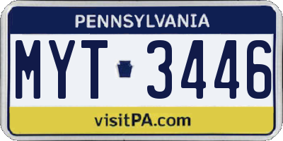 PA license plate MYT3446