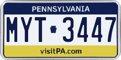 PA license plate MYT3447