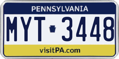 PA license plate MYT3448