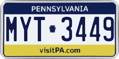 PA license plate MYT3449