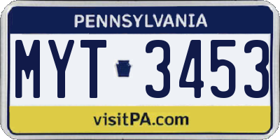 PA license plate MYT3453