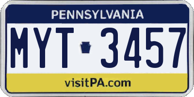 PA license plate MYT3457