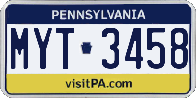 PA license plate MYT3458