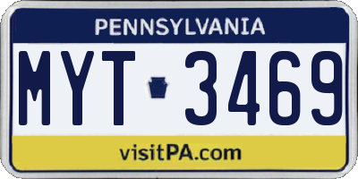 PA license plate MYT3469