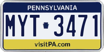 PA license plate MYT3471