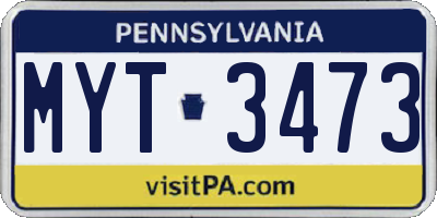 PA license plate MYT3473