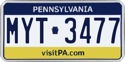 PA license plate MYT3477