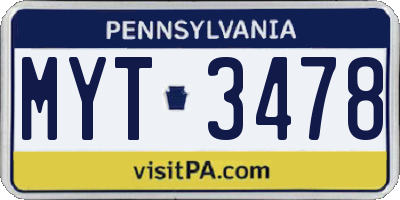 PA license plate MYT3478
