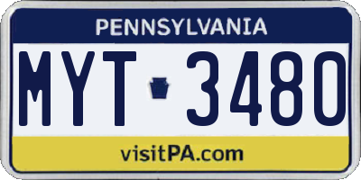 PA license plate MYT3480
