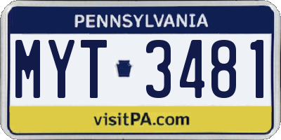 PA license plate MYT3481