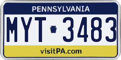 PA license plate MYT3483