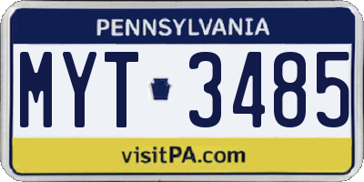 PA license plate MYT3485