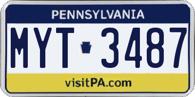 PA license plate MYT3487