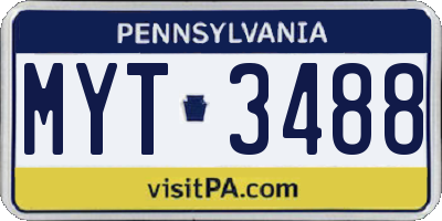 PA license plate MYT3488