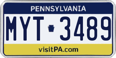 PA license plate MYT3489