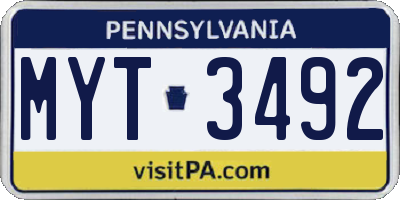 PA license plate MYT3492