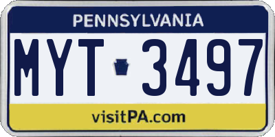 PA license plate MYT3497