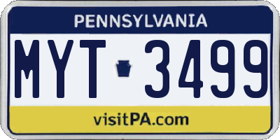 PA license plate MYT3499