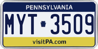 PA license plate MYT3509