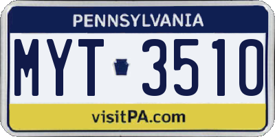PA license plate MYT3510