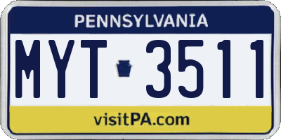 PA license plate MYT3511